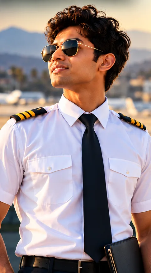 Pilot in uniform at an airfield