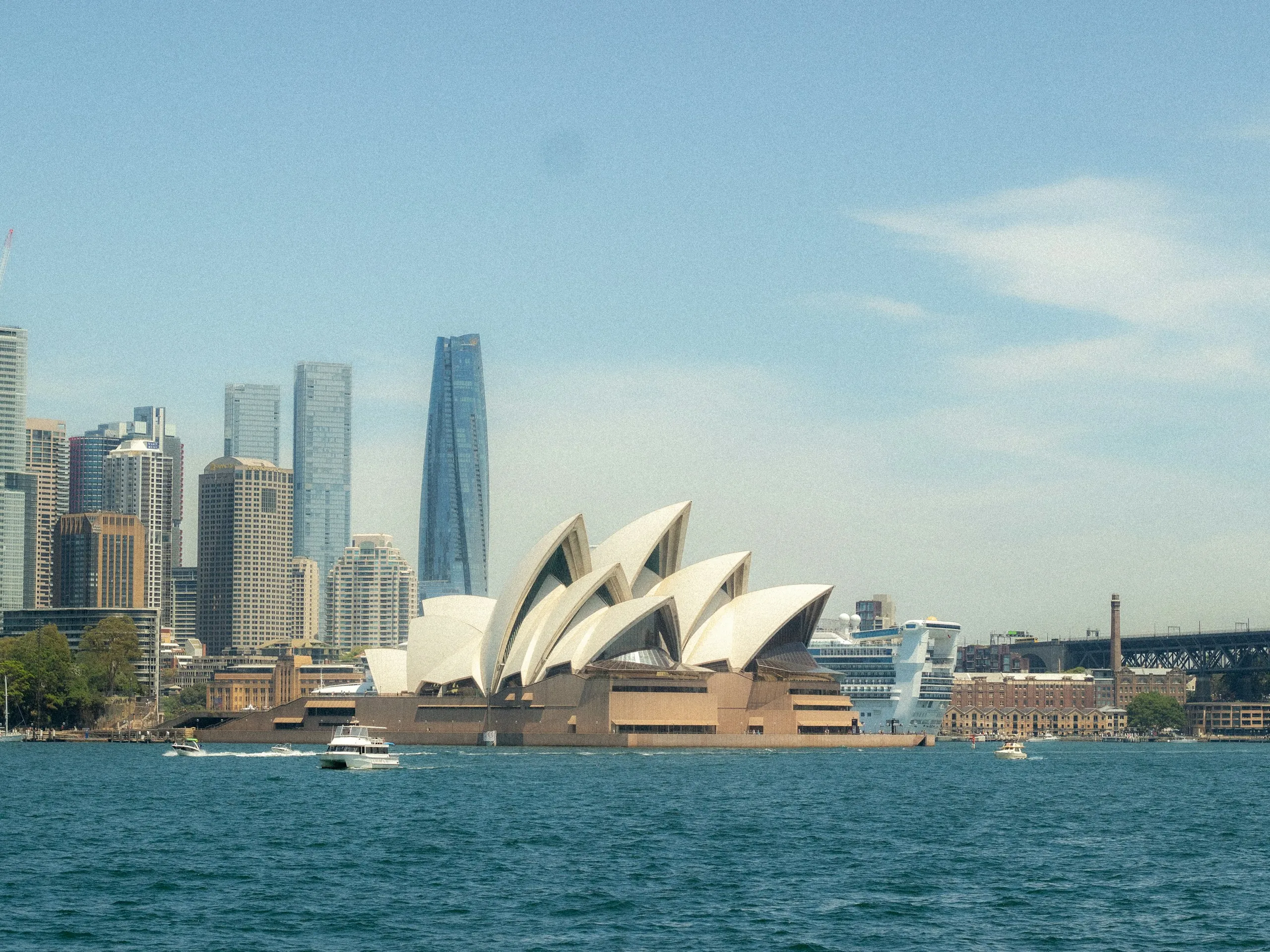 Sydney skyline and the Opera House across the harbour