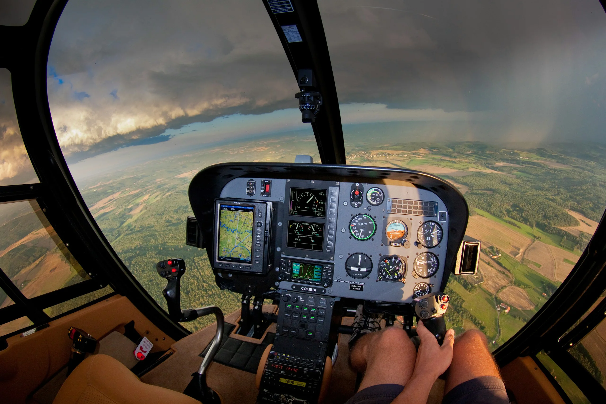 Helicopter cockpit controls in flight