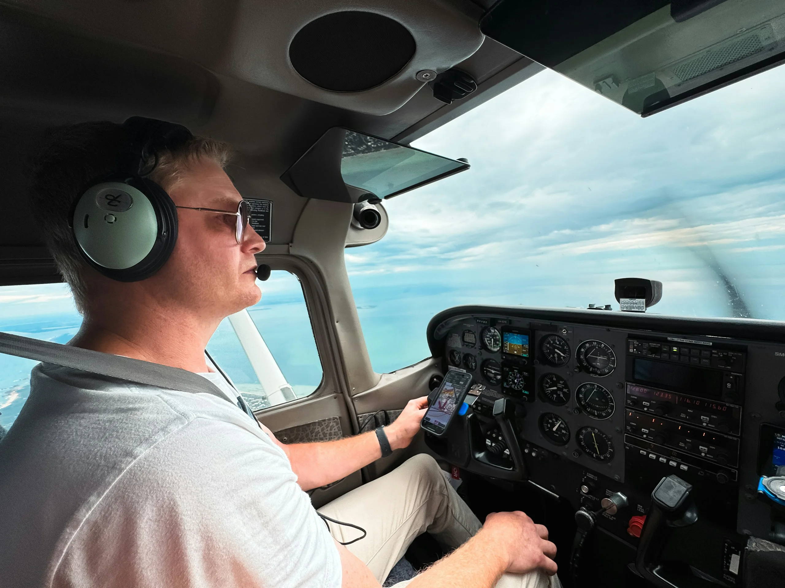 Radio call made from a training cockpit