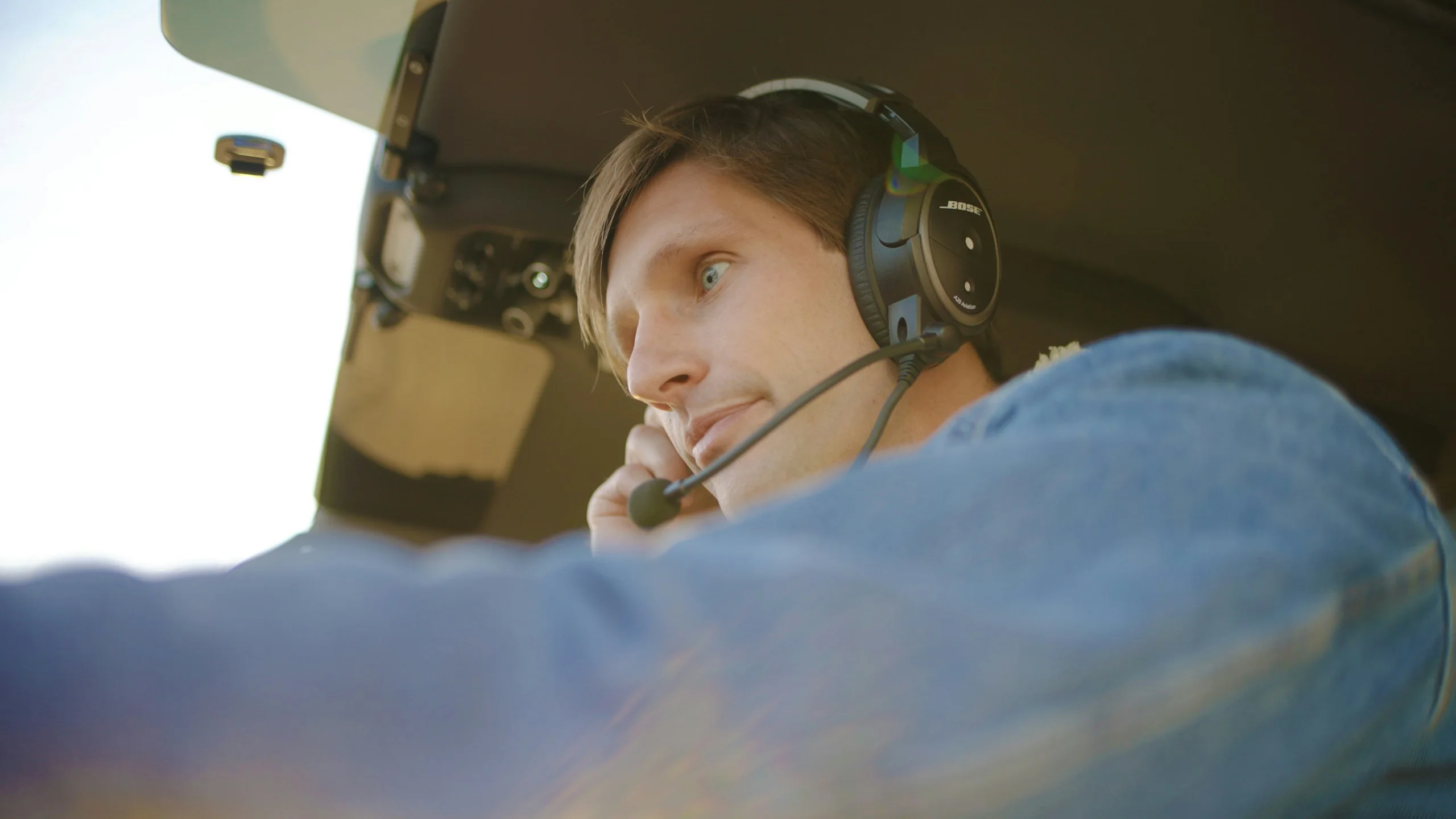Radio procedures practised in a cockpit