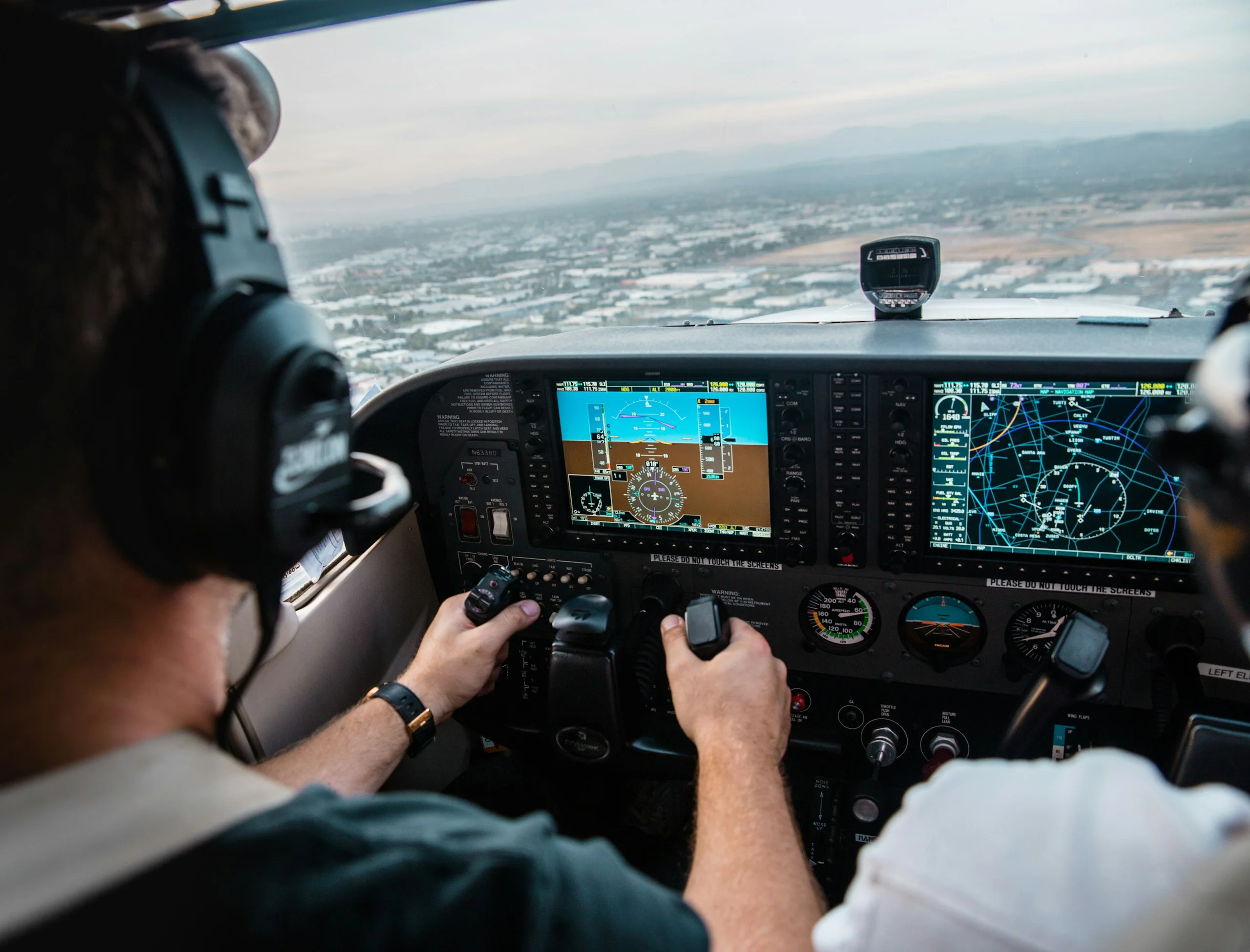 Training aircraft controls in flight